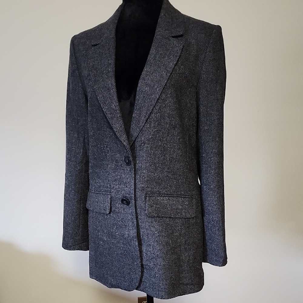 RW&CO Gray Herringbone Oversized Boyfriend Blazer NWT Size 4